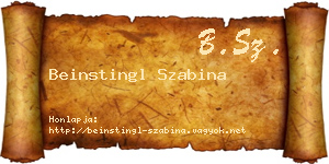 Beinstingl Szabina névjegykártya
